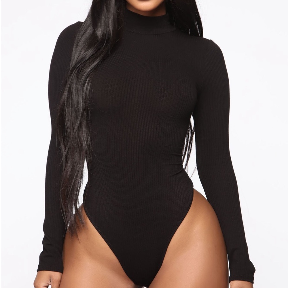 Black Ribbed Bodysuit